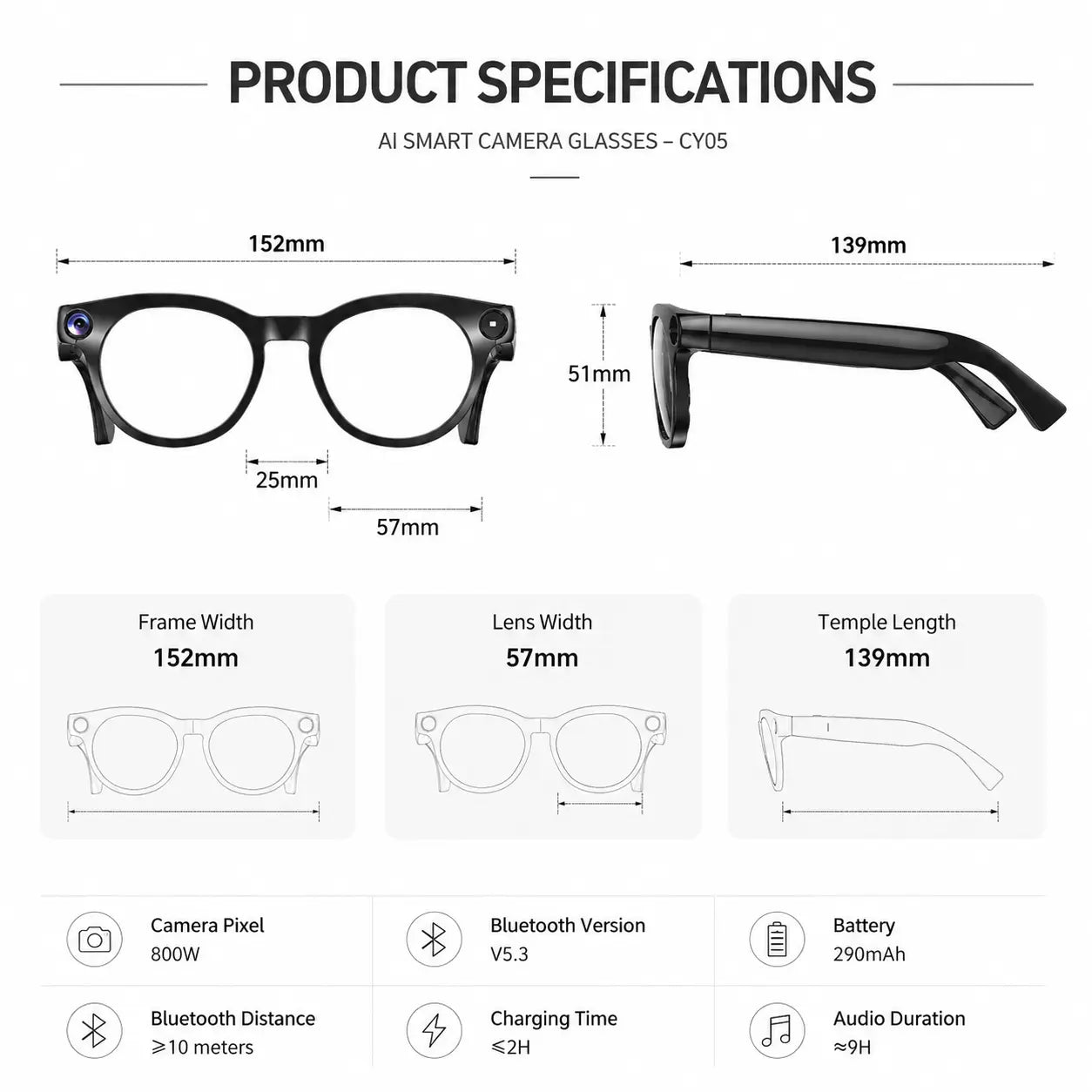 JEYUIN Smart Glasses with Photochromic Lenses, Bluetooth Audio, Hands-Free Photo-Video Capture, Language Translation, Voice Assistant, Wifi, Iphone-Android Compatibility, Vlogging Equipment for Lifestyle, Cool Gifts for Guys & Gifts for Him Sohochic
