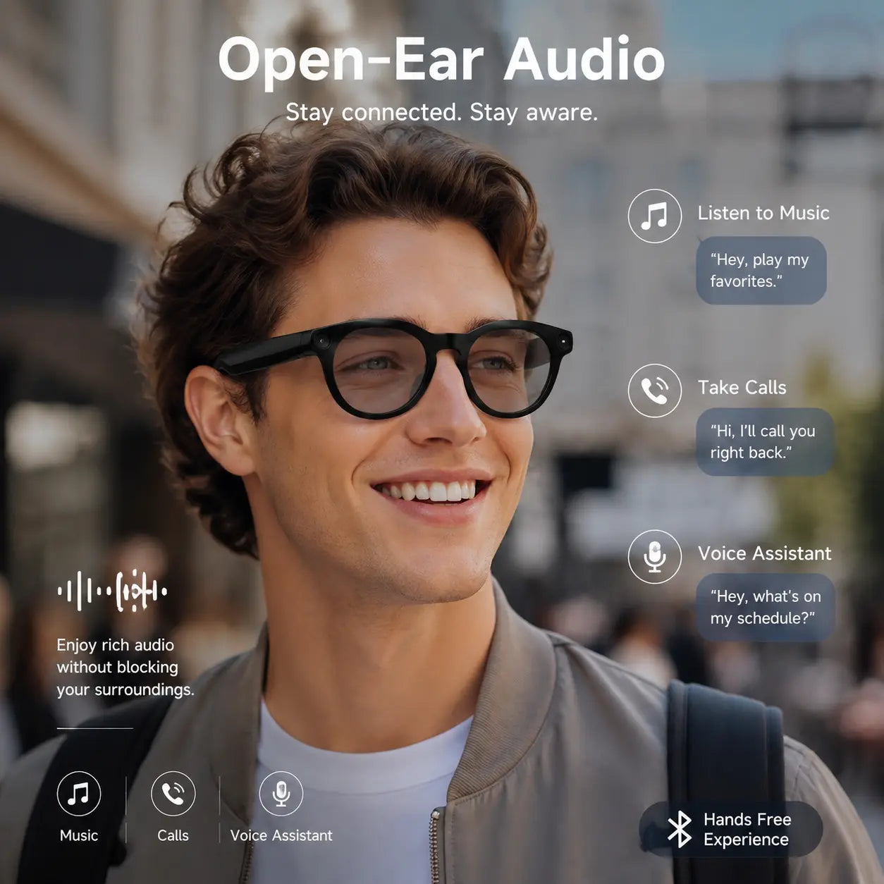 JEYUIN Smart Glasses with Photochromic Lenses, Bluetooth Audio, Hands-Free Photo-Video Capture, Language Translation, Voice Assistant, Wifi, Iphone-Android Compatibility, Vlogging Equipment for Lifestyle, Cool Gifts for Guys & Gifts for Him Sohochic